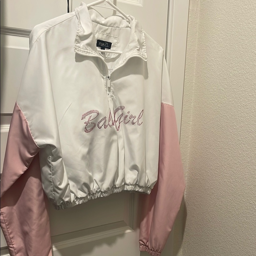 Rue21 White Zip-Up Jacket